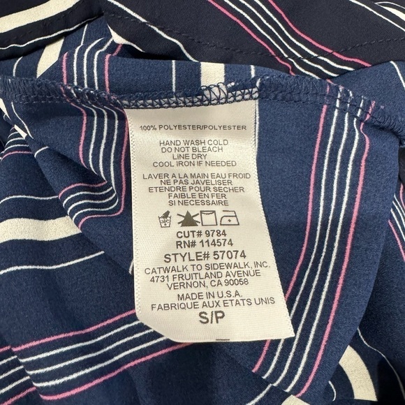 Pleione Dark Blue Stripe Short Sleeve Top (S) - Picture 8 of 8